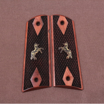 All 1911's Model Wooden (Rosewood) Brass Logo Handgun Grip