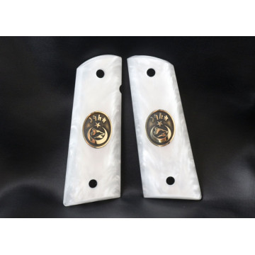 All 1911's Model (Acrylic Mother Pearl) Brass & Mine Logo Handgun Grip