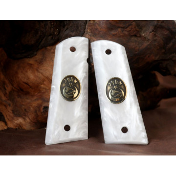 All 1911's Model (Acrylic Mother Pearl) Brass & Mine Logo Handgun Grip