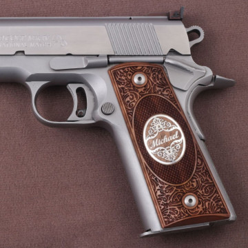 All 1911's Model Wooden (Turkish Walnut) Silver Logo (Big) Handgun Grip