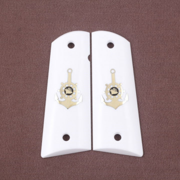 All 1911's Model (Acrylic White) Brass & Mine Logo Handgun Grip