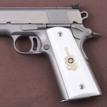 All 1911's Model (Acrylic White) Brass & Mine Logo Handgun Grip