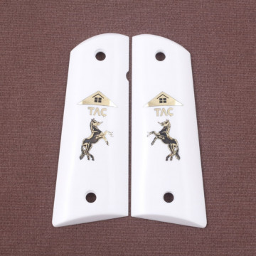 All 1911's Model (Acrylic White) Brass & Mine Logo Handgun Grip