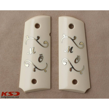 All 1911's 1911 - Ambicut (Acrylic Ivory) Brass Logo (Big) Handgun Grip