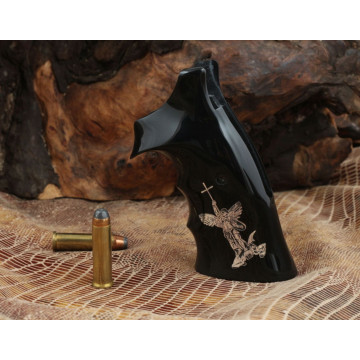 Smith Wesson K/L/X - Frame Round Butt (Acrylic Black) Silver Logo Handgun Grip