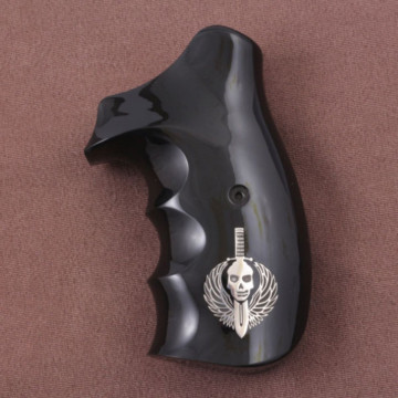 Smith Wesson K/L/X - Frame Round Butt (Acrylic Black) Silver Logo Handgun Grip