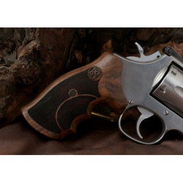 Smith Wesson K/L/X - Frame Round Butt Wooden (Turkish Walnut) Lazer Logo Handgun Grip