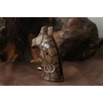 Smith Wesson K/L - Frame Square Butt Wooden (Turkish Walnut) Silver Logo Handgun Grip