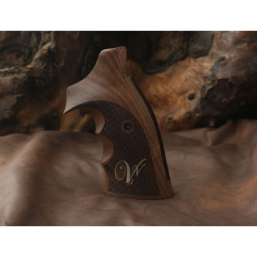 Smith Wesson K/L - Frame Square Butt Wooden (Turkish Walnut) Silver Logo Handgun Grip