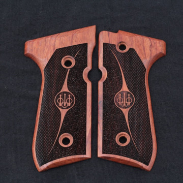 Beretta 92FS, 92, 92F, 92A1, 92FS INOX, 92G, 92D, 96, 96D, 96A1, M9, M9A1 Wooden (Rosewood) Lazer Logo Handgun Grip