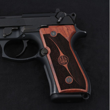 Beretta 92FS, 92, 92F, 92A1, 92FS INOX, 92G, 92D, 96, 96D, 96A1, M9, M9A1 Wooden (Rosewood) Lazer Logo Handgun Grip