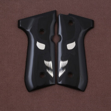 Beretta 92FS, 92, 92F, 92A1, 92FS INOX, 92G, 92D, 96, 96D, 96A1, M9, M9A1 (Acrylic Black) Silver Logo Handgun Grip