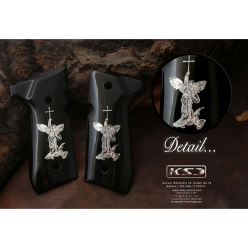 Beretta 92FS, 92, 92F, 92A1, 92FS INOX, 92G, 92D, 96, 96D, 96A1, M9, M9A1 (Acrylic Black) Silver Logo Handgun Grip