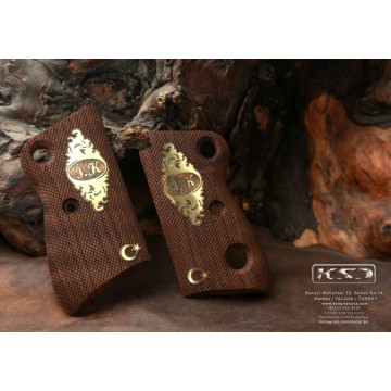 Beretta Mod 71 - 72 - 75 Jaguar Wooden (Turkish Walnut) Brass Logo (Big) Handgun Grip