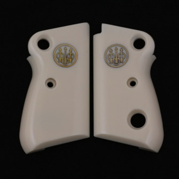 Beretta Mod 71 - 72 - 75 Jaguar (Acrylic Ivory) Brass Logo Handgun Grip