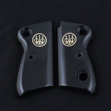 Beretta Mod 71 - 72 - 75 Jaguar (Acrylic Black) Brass Logo Handgun Grip