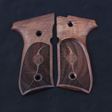 Beretta 92FS, 92, 92F, 92A1, 92FS INOX, 92G, 92D, 96, 96D, 96A1, M9, M9A1 Wooden (Turkish Walnut) Lazer Logo Handgun Grip