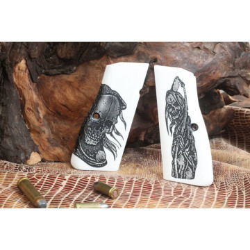 Browning MK3 (Acrylic White) Laser & Painted Logo Handgun Grip