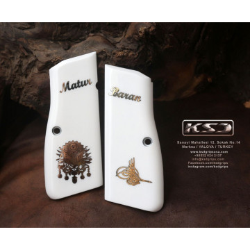 Browning MK3 (Acrylic White) Brass Logo (Big) Handgun Grip