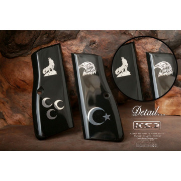 Browning MK3 (Acrylic Black) Silver Logo (Big) Handgun Grip