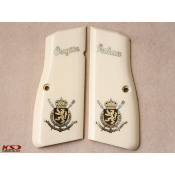 Browning MK3 (Acrylic Ivory) Brass & Mine Logo Handgun Grip