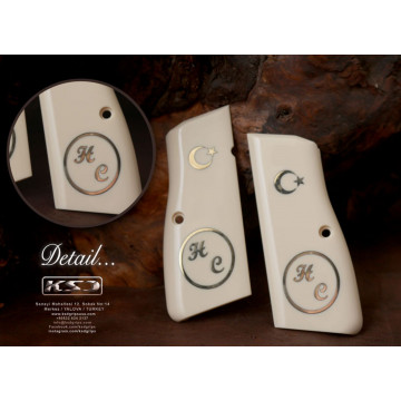 Browning MK3 (Acrylic Ivory) Brass Logo (Big) Handgun Grip