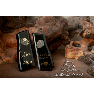 Browning MK3 - Halkalı (Acrylic Black) Brass Logo (Big) Handgun Grip