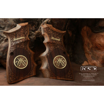 Browning MK3 Wooden (Turkish Walnut) Brass Logo (Big) Handgun Grip