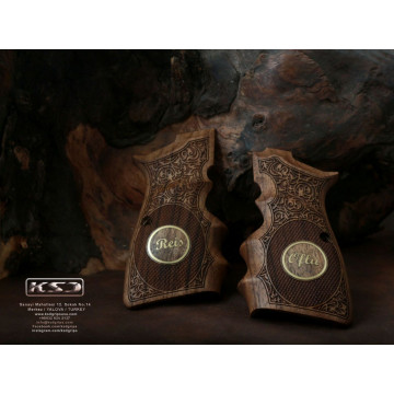 Browning MK3 Wooden (Turkish Walnut) Brass Logo (Big) Handgun Grip