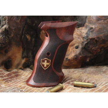 Sig P210-1 / P210-2 / P210-4 / P210-5 / P210-6 / DK M49 Rhomlas without lanyard ring (Halkasız) Wooden (Rosewood) Brass Logo Handgun Grip