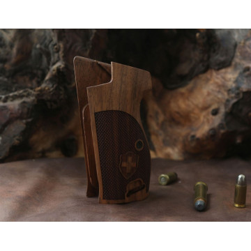 Sig P210-1 / P210-4 / P210-5 / P210-6 / DK M49 - With Lanyard Ring (Kordon Halkalı) Wooden (Turkish Walnut) Lazer Logo Handgun Grip