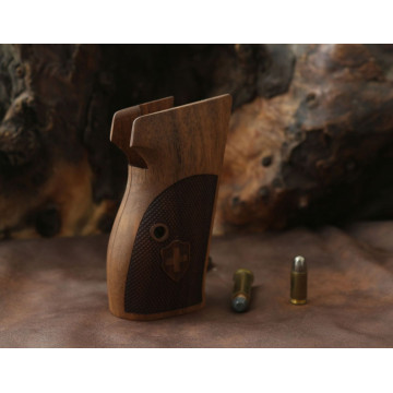 Sig P210-1 / P210-4 / P210-5 / P210-6 / DK M49 - With Lanyard Ring (Kordon Halkalı) Wooden (Turkish Walnut) Lazer Logo Handgun Grip