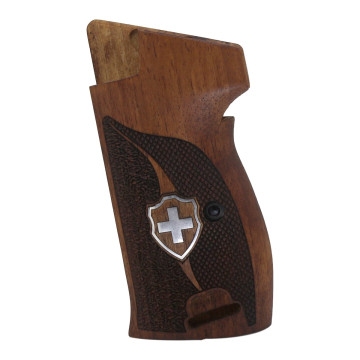Sig P210-1 / P210-4 / P210-5 / P210-6 / DK M49 - With Lanyard Ring (Kordon Halkalı) Wooden (Turkish Walnut) Silver Logo Handgun Grip