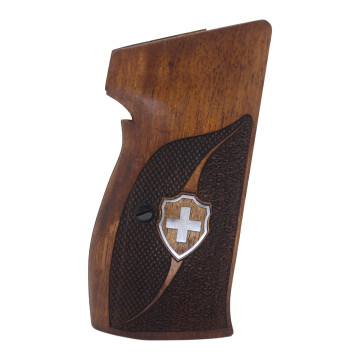Sig P210-1 / P210-4 / P210-5 / P210-6 / DK M49 - With Lanyard Ring (Kordon Halkalı) Wooden (Turkish Walnut) Silver Logo Handgun Grip