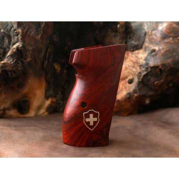 Sig P210-1 / P210-4 / P210-5 / P210-6 / DK M49 - With Lanyard Ring (Kordon Halkalı) Wooden (Exotic Cocobolo) Silver Logo Handgun Grip
