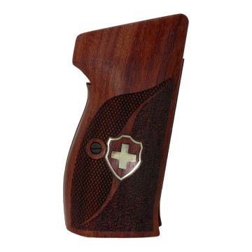 Sig P210-1 / P210-4 / P210-5 / P210-6 / DK M49 - With Lanyard Ring (Kordon Halkalı) Wooden (Rosewood) Brass Logo Handgun Grip