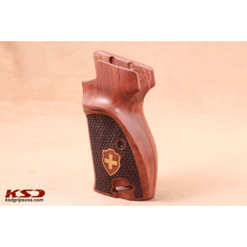 Sig P210-1 / P210-4 / P210-5 / P210-6 / DK M49 - With Lanyard Ring (Kordon Halkalı) Wooden (Rosewood) Brass Logo Handgun Grip