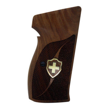 Sig P210-1 / P210-4 / P210-5 / P210-6 / DK M49 - With Lanyard Ring (Kordon Halkalı) Wooden (Turkish Walnut) Brass Logo Handgun Grip