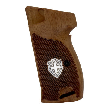 Sig P210-1 / P210-4 / P210-5 / P210-6 / DK M49 - With Lanyard Ring (Kordon Halkalı) Wooden (Turkish Walnut) Silver Logo Handgun Grip