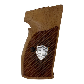 Sig P210-1 / P210-4 / P210-5 / P210-6 / DK M49 - With Lanyard Ring (Kordon Halkalı) Wooden (Turkish Walnut) Silver Logo Handgun Grip