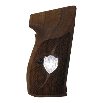 Sig P210-1 / P210-4 / P210-5 / P210-6 / DK M49 - With Lanyard Ring (Kordon Halkalı) Wooden (Turkish Walnut) Silver Logo Handgun Grip