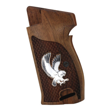 Sig P210-1 / P210-4 / P210-5 / P210-6 / DK M49 - With Lanyard Ring (Kordon Halkalı) Wooden (Turkish Walnut) Silver Logo Handgun Grip