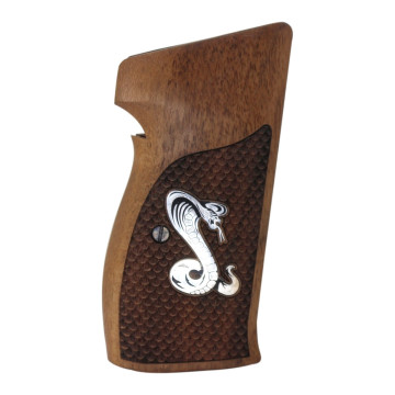 Sig P210-1 / P210-4 / P210-5 / P210-6 / DK M49 - With Lanyard Ring (Kordon Halkalı) Wooden (Turkish Walnut) Silver Logo Handgun Grip