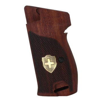 Sig P210-1 / P210-4 / P210-5 / P210-6 / DK M49 - With Lanyard Ring (Kordon Halkalı) Wooden (Rosewood) Brass Logo Handgun Grip