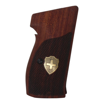 Sig P210-1 / P210-4 / P210-5 / P210-6 / DK M49 - With Lanyard Ring (Kordon Halkalı) Wooden (Rosewood) Brass Logo Handgun Grip
