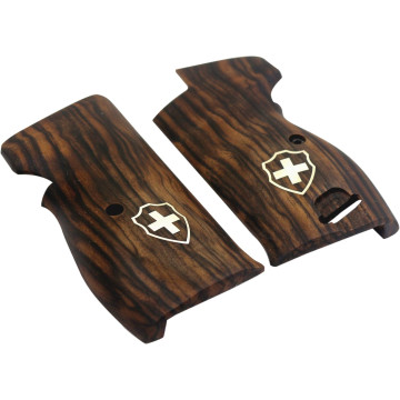 Sig P210-1 / P210-4 / P210-5 / P210-6 / DK M49 - With Lanyard Ring (Kordon Halkalı) Wooden (Root Walnut) Silver Logo Handgun Grip