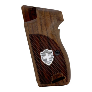 Sig P210-1 / P210-4 / P210-5 / P210-6 / DK M49 - With Lanyard Ring (Kordon Halkalı) Wooden (Turkish Walnut) Silver Logo Handgun Grip