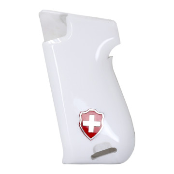 Sig P210-1 / P210-4 / P210-5 / P210-6 / DK M49 - With Lanyard Ring (Kordon Halkalı) (Acrylic White) Silver & Mine Logo Handgun Grip