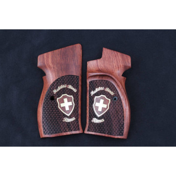 Sig Heavy Frame P210-5 / P210-6 without lanyard ring. (Halkasız) Wooden (Rosewood) Brass Logo (Big) Handgun Grip