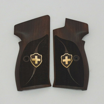 Sig P210-1 / P210-2 / P210-4 / P210-5 / P210-6 / DK M49 Rhomlas without lanyard ring (Halkasız) Wooden (Turkish Walnut) Brass Logo Handgun Grip